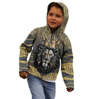 Personalized Black and Gold Lion Kid Hoodie King Africa - Wonder Print Shop