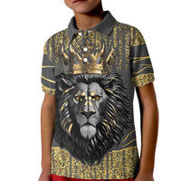 Personalized Black and Gold Lion Kid Polo Shirt King Africa - Wonder Print Shop