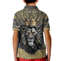 Personalized Black and Gold Lion Kid Polo Shirt King Africa - Wonder Print Shop