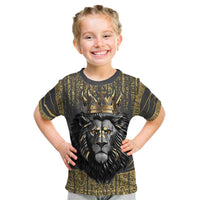 Personalized Black and Gold Lion Kid T Shirt King Africa - Wonder Print Shop
