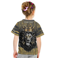 Personalized Black and Gold Lion Kid T Shirt King Africa - Wonder Print Shop