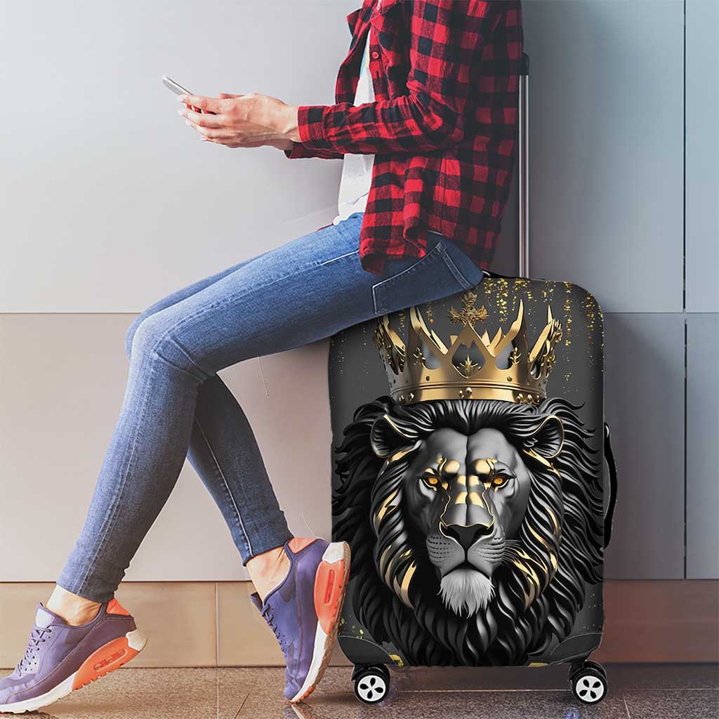 Personalized Black and Gold Lion Luggage Cover King Africa - Wonder Print Shop