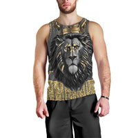 Personalized Black and Gold Lion Men Tank Top King Africa - Wonder Print Shop