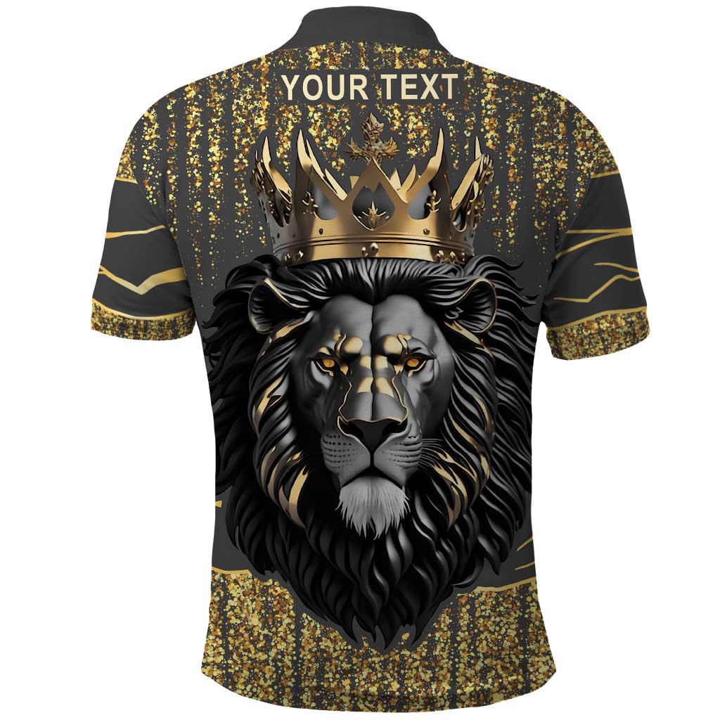 Personalized Black and Gold Lion Polo Shirt King Africa - Wonder Print Shop
