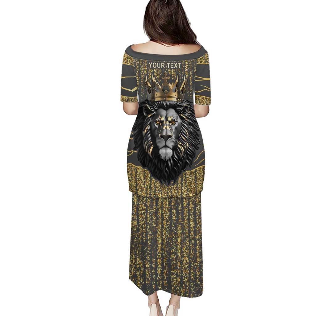 Personalized Black and Gold Lion Puletasi King Africa - Wonder Print Shop