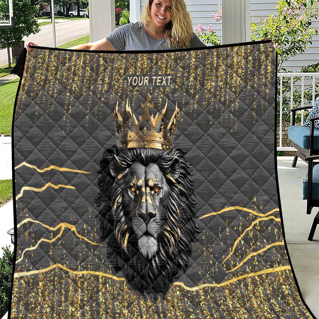 Personalized Black and Gold Lion Quilt King Africa - Wonder Print Shop
