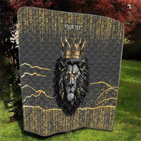 Personalized Black and Gold Lion Quilt King Africa - Wonder Print Shop
