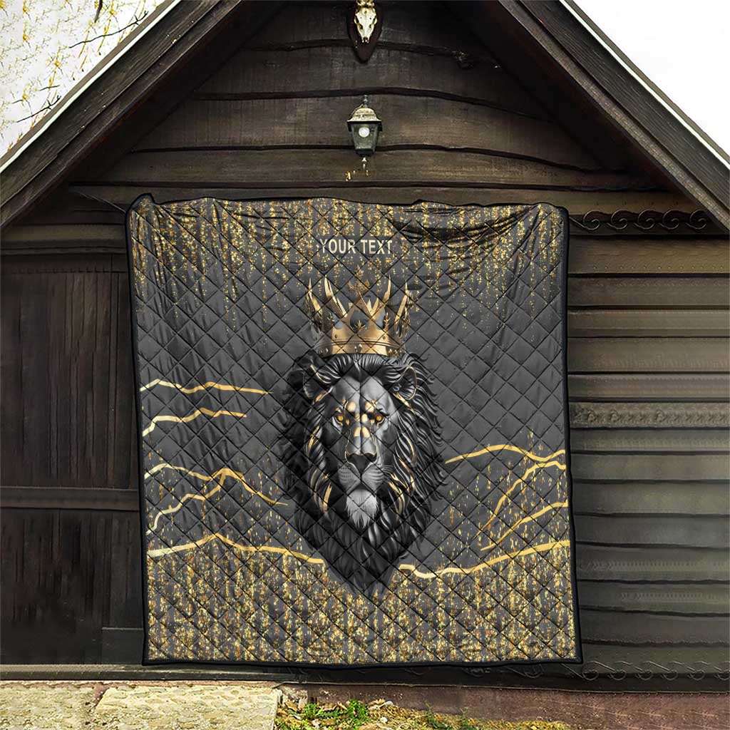 Personalized Black and Gold Lion Quilt King Africa - Wonder Print Shop