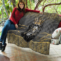 Personalized Black and Gold Lion Quilt King Africa - Wonder Print Shop