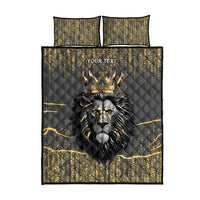 Personalized Black and Gold Lion Quilt Bed Set King Africa - Wonder Print Shop