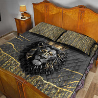 Personalized Black and Gold Lion Quilt Bed Set King Africa - Wonder Print Shop