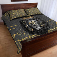 Personalized Black and Gold Lion Quilt Bed Set King Africa - Wonder Print Shop