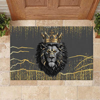 Personalized Black and Gold Lion Rubber Doormat King Africa - Wonder Print Shop