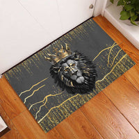 Personalized Black and Gold Lion Rubber Doormat King Africa - Wonder Print Shop