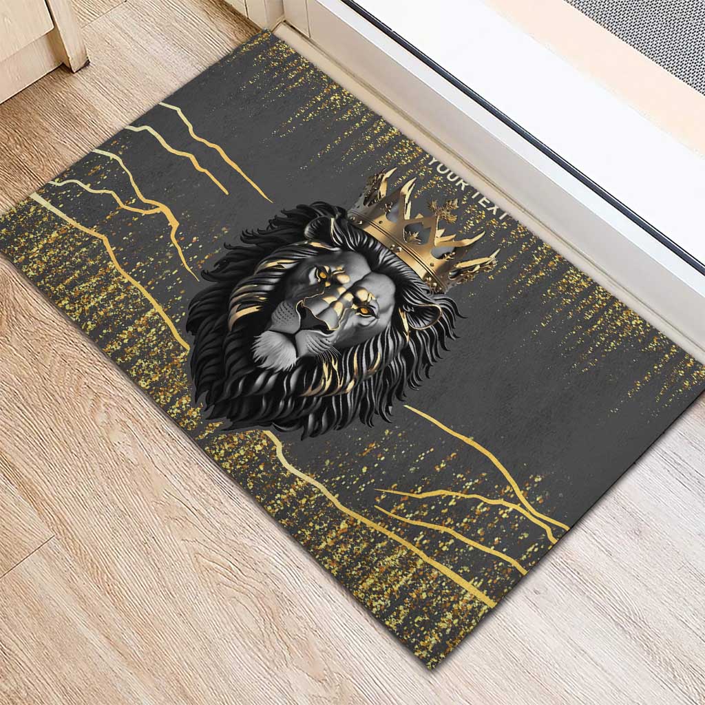Personalized Black and Gold Lion Rubber Doormat King Africa - Wonder Print Shop