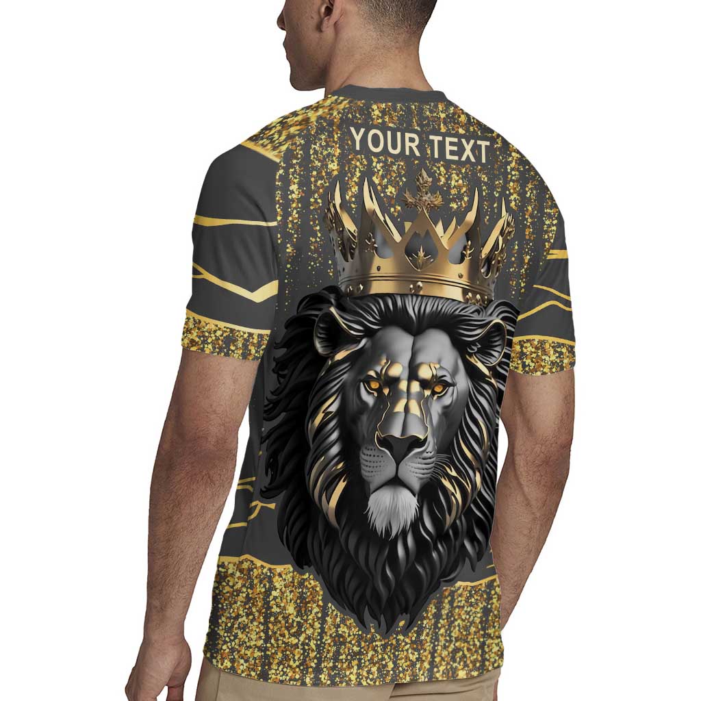 Personalized Black and Gold Lion Rugby Jersey King Africa - Wonder Print Shop