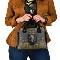 Personalized Black and Gold Lion Shoulder Handbag King Africa