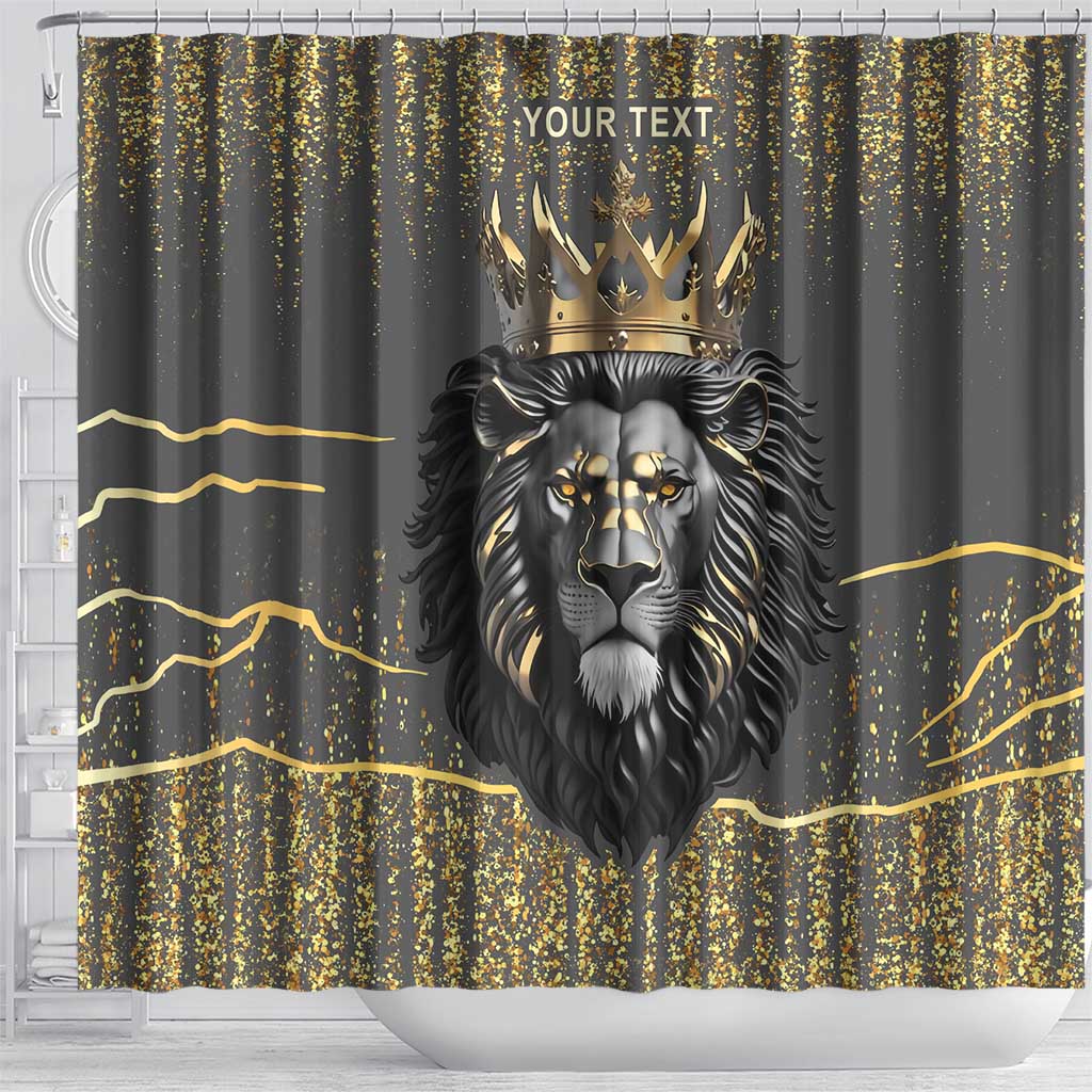 Personalized Black and Gold Lion Shower Curtain King Africa