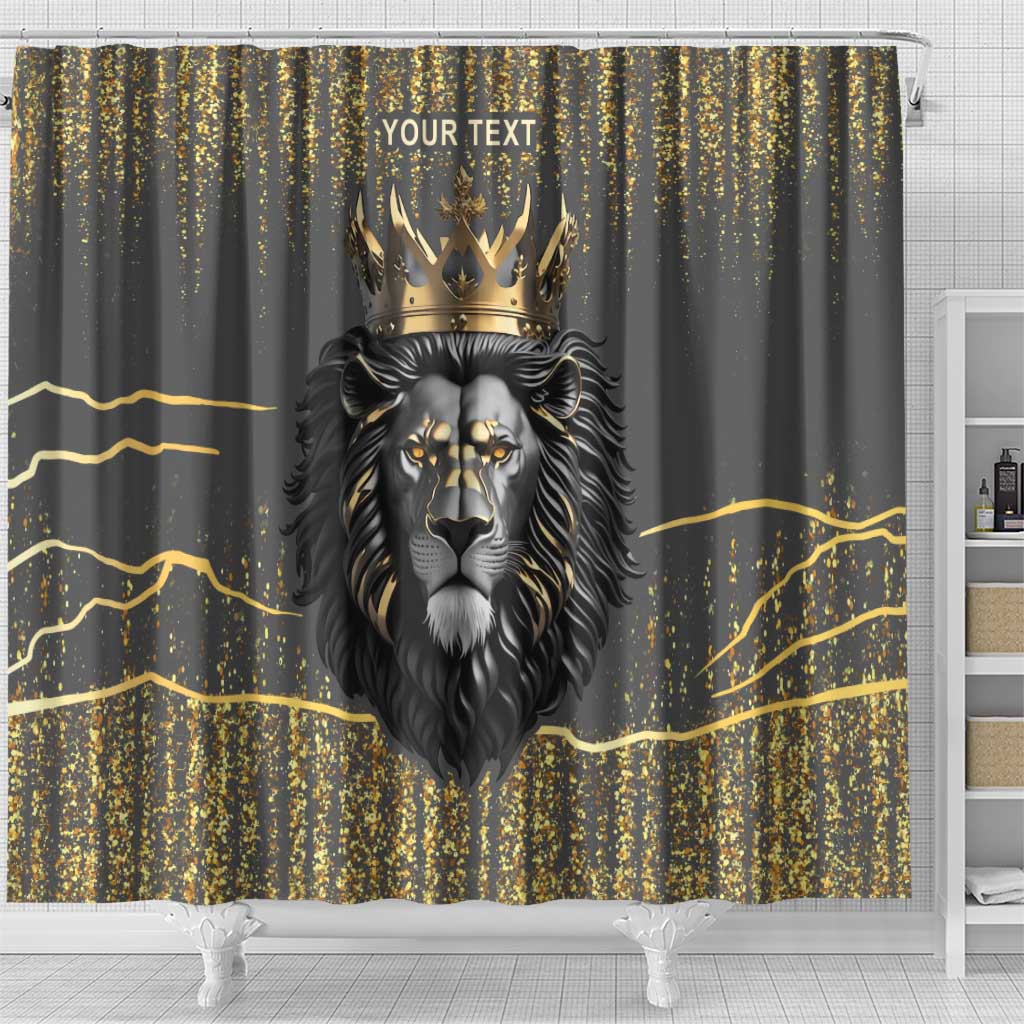 Personalized Black and Gold Lion Shower Curtain King Africa