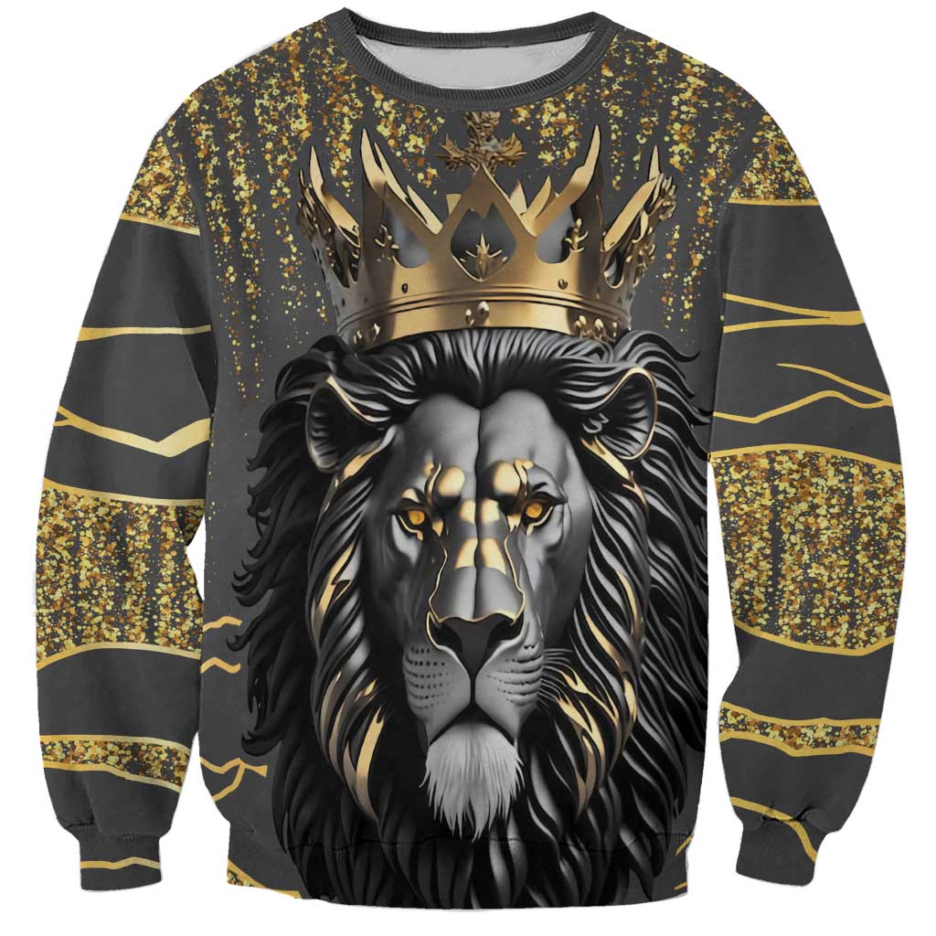 Personalized Black and Gold Lion Sweatshirt King Africa - Wonder Print Shop