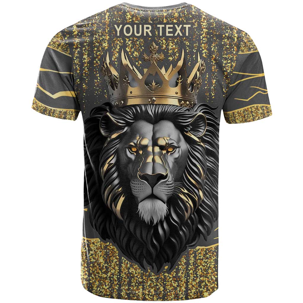 Personalized Black and Gold Lion T Shirt King Africa - Wonder Print Shop