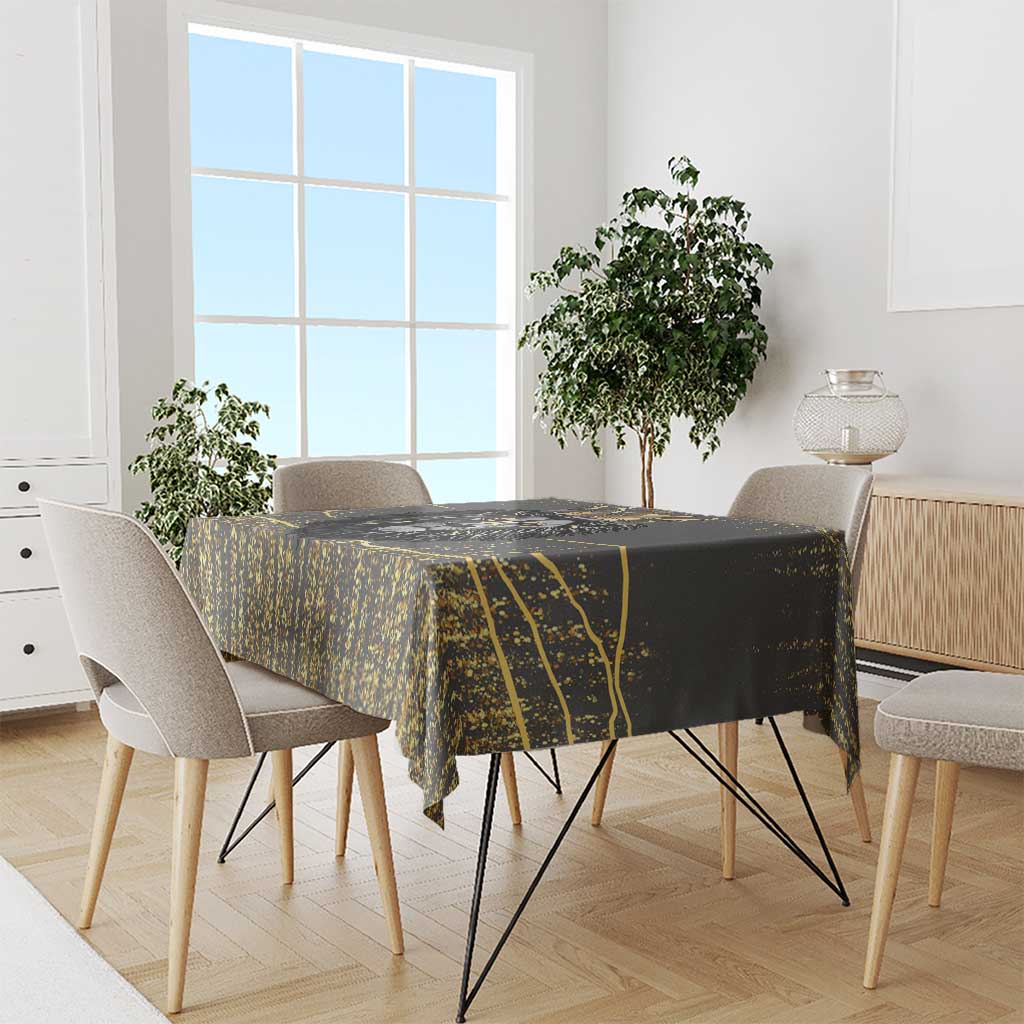 Personalized Black and Gold Lion Tablecloth King Africa - Wonder Print Shop