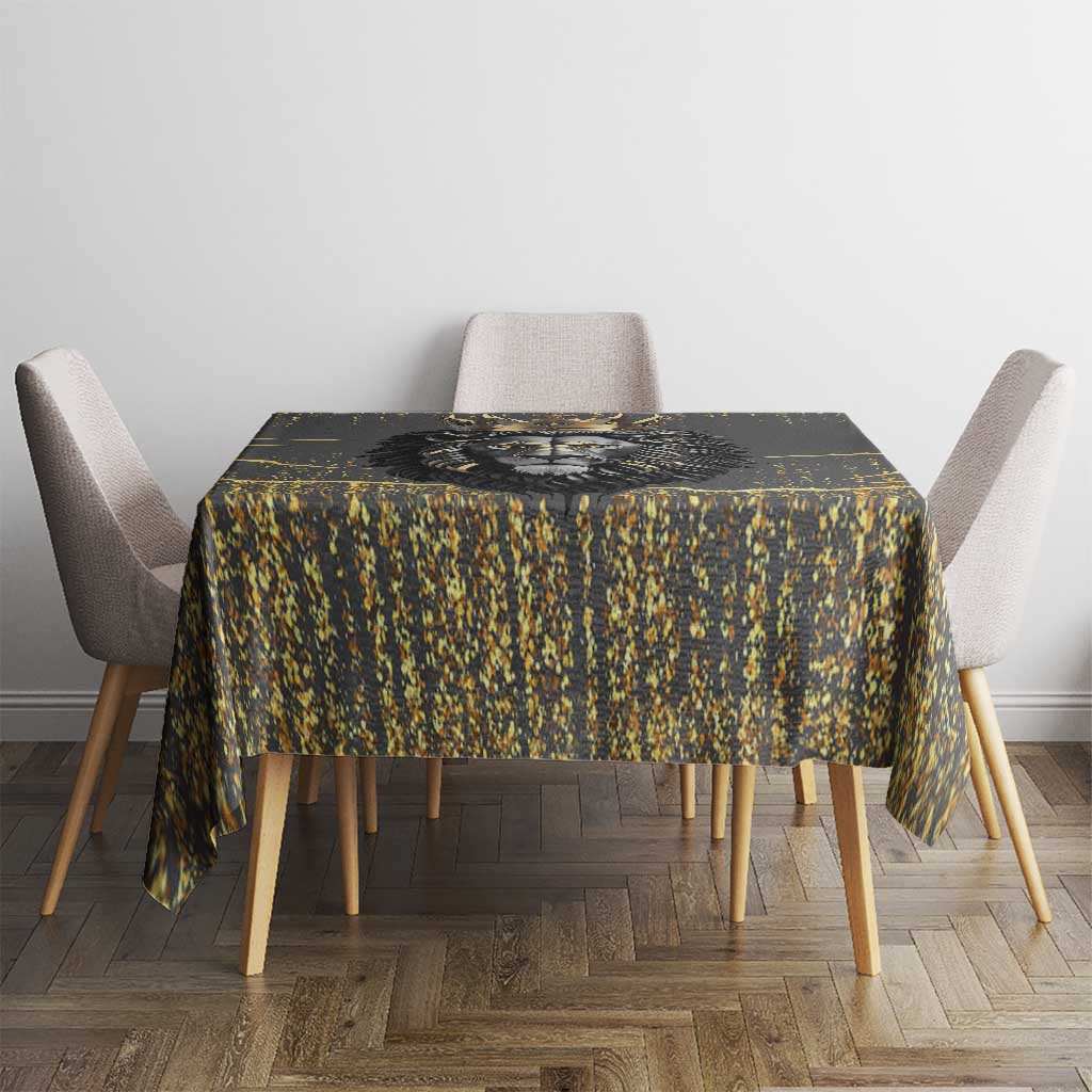 Personalized Black and Gold Lion Tablecloth King Africa - Wonder Print Shop