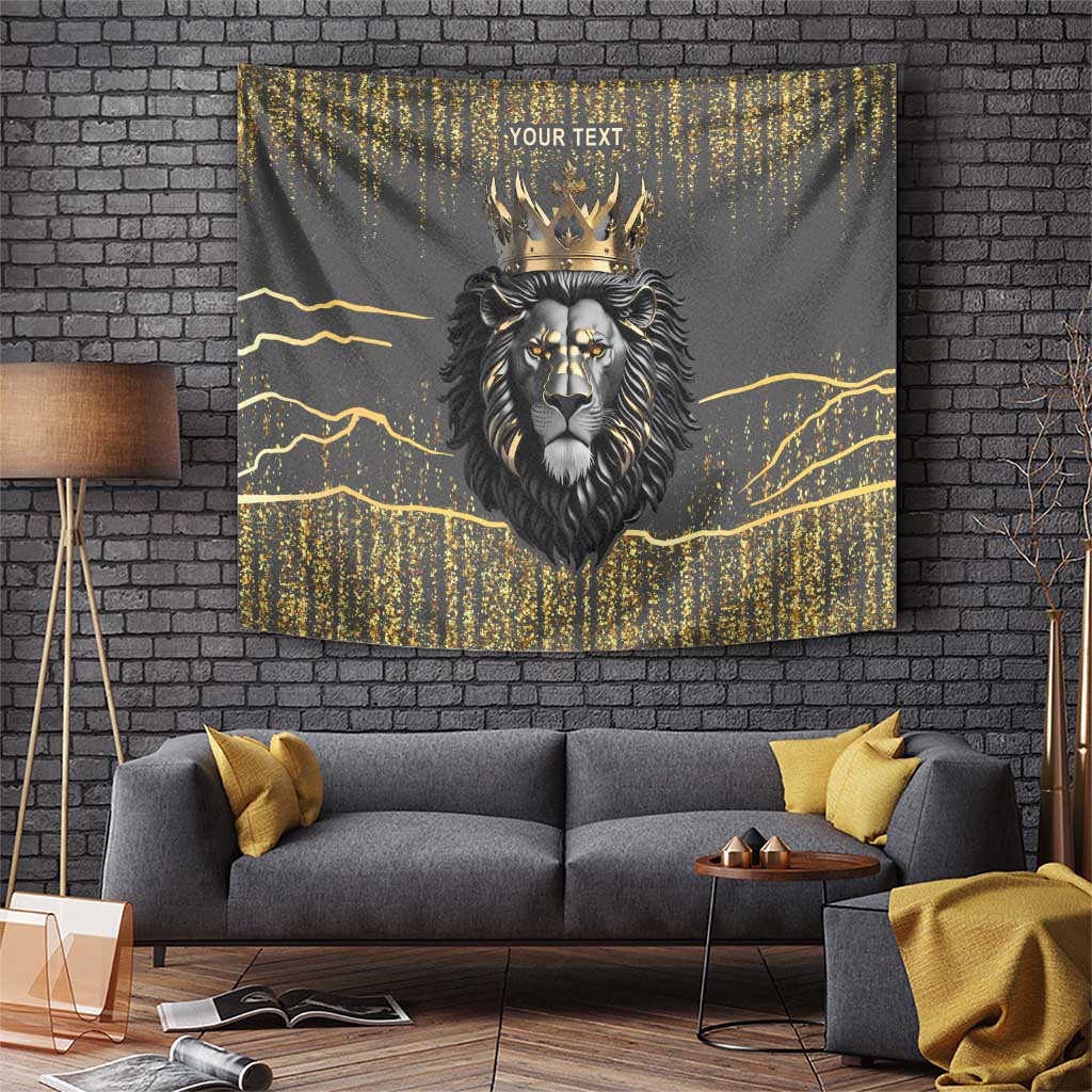 Personalized Black and Gold Lion Tapestry King Africa - Wonder Print Shop