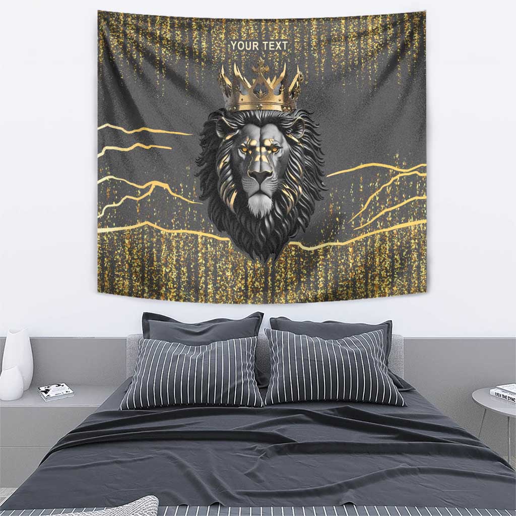 Personalized Black and Gold Lion Tapestry King Africa - Wonder Print Shop