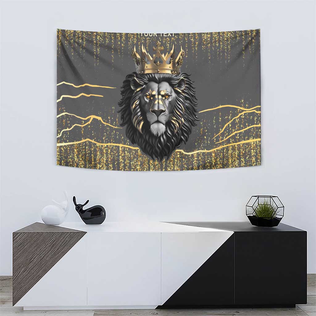 Personalized Black and Gold Lion Tapestry King Africa - Wonder Print Shop