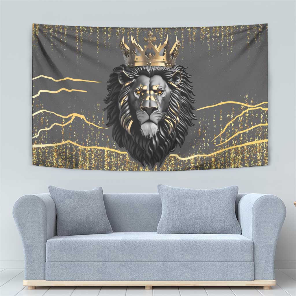 Personalized Black and Gold Lion Tapestry King Africa - Wonder Print Shop