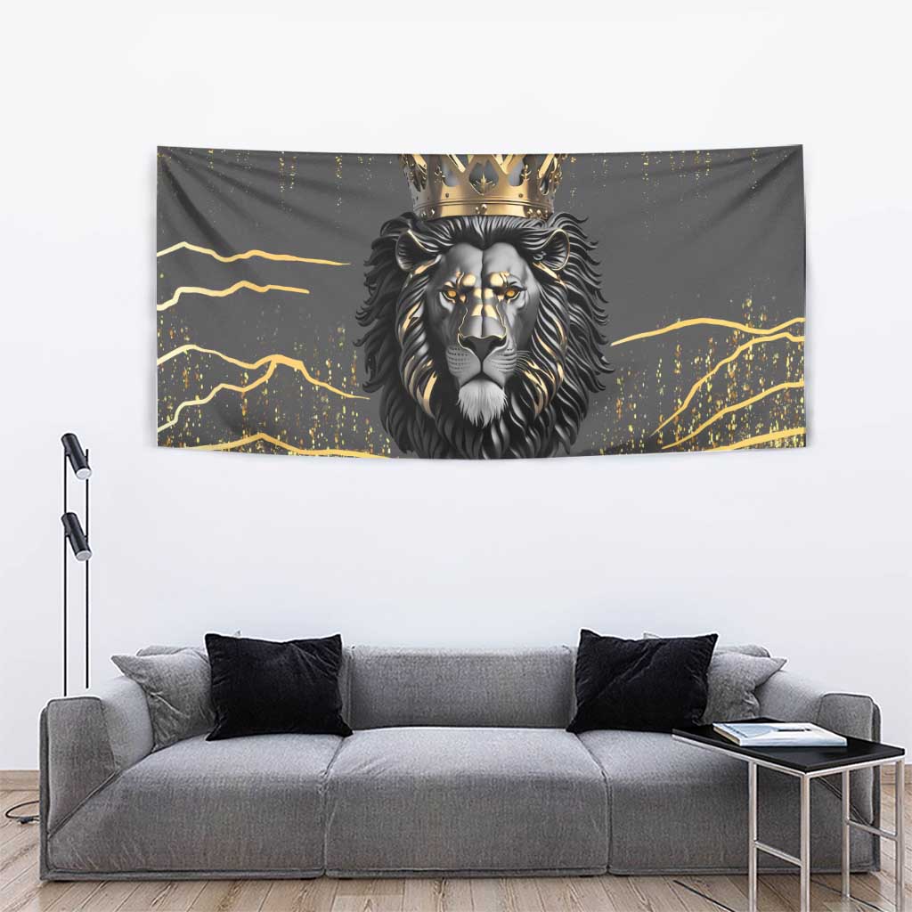Personalized Black and Gold Lion Tapestry King Africa - Wonder Print Shop