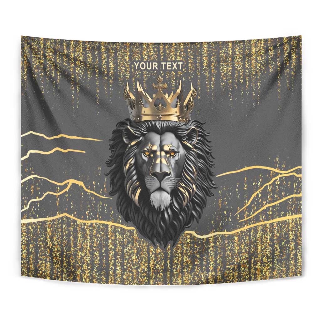 Personalized Black and Gold Lion Tapestry King Africa - Wonder Print Shop