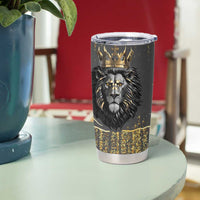 Personalized Black and Gold Lion Tumbler Cup King Africa - Wonder Print Shop