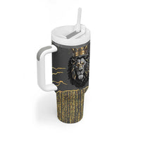 Personalized Black and Gold Lion Tumbler With Handle King Africa - Wonder Print Shop