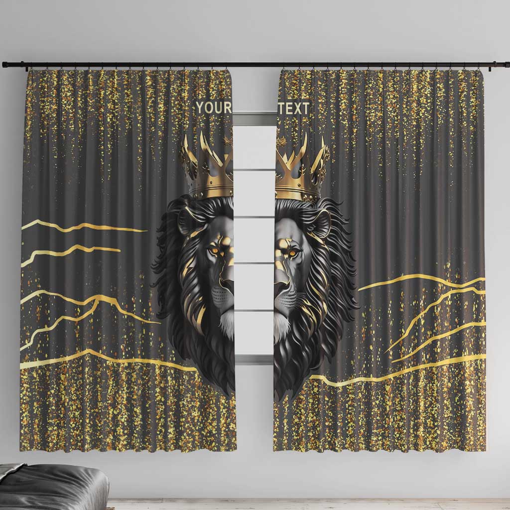 Personalized Black and Gold Lion Window Curtain King Africa - Wonder Print Shop