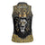 Personalized Black and Gold Lion Women Sleeveless Polo Shirt King Africa - Wonder Print Shop