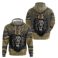 Personalized Black and Gold Lion Zip Hoodie King Africa - Wonder Print Shop