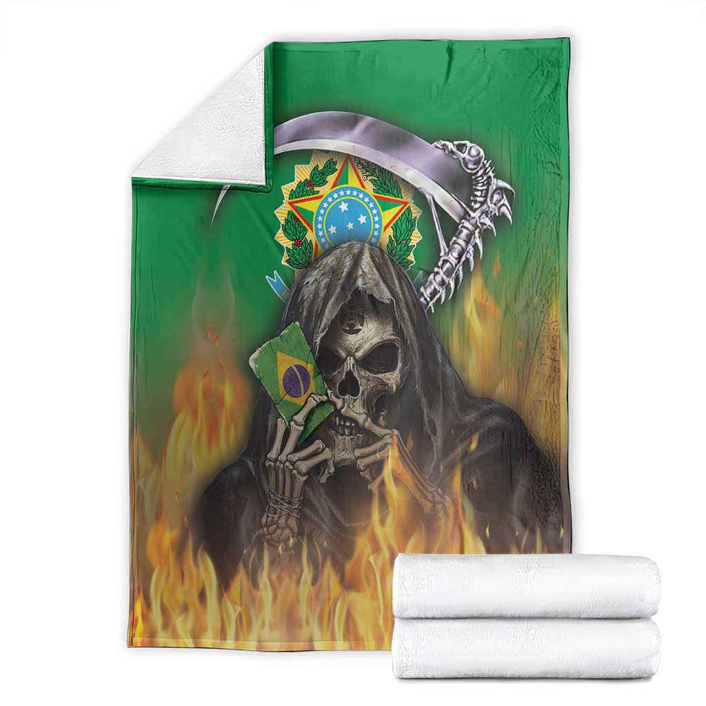 Brazil Hoodie Blanket Brazil Reaper Skull Fire