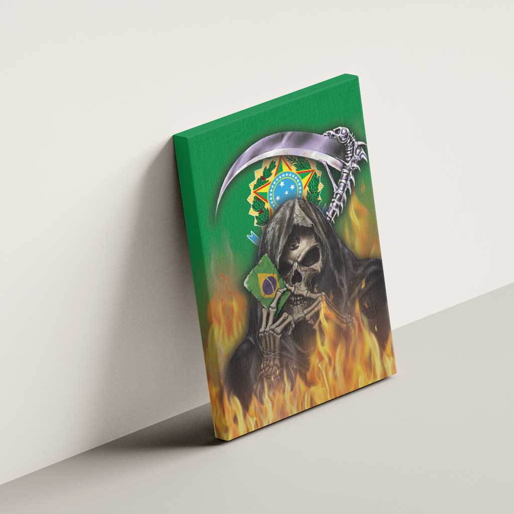 Brazil Hoodie Canvas Wall Art Brazil Reaper Skull Fire - Wonder Print Shop