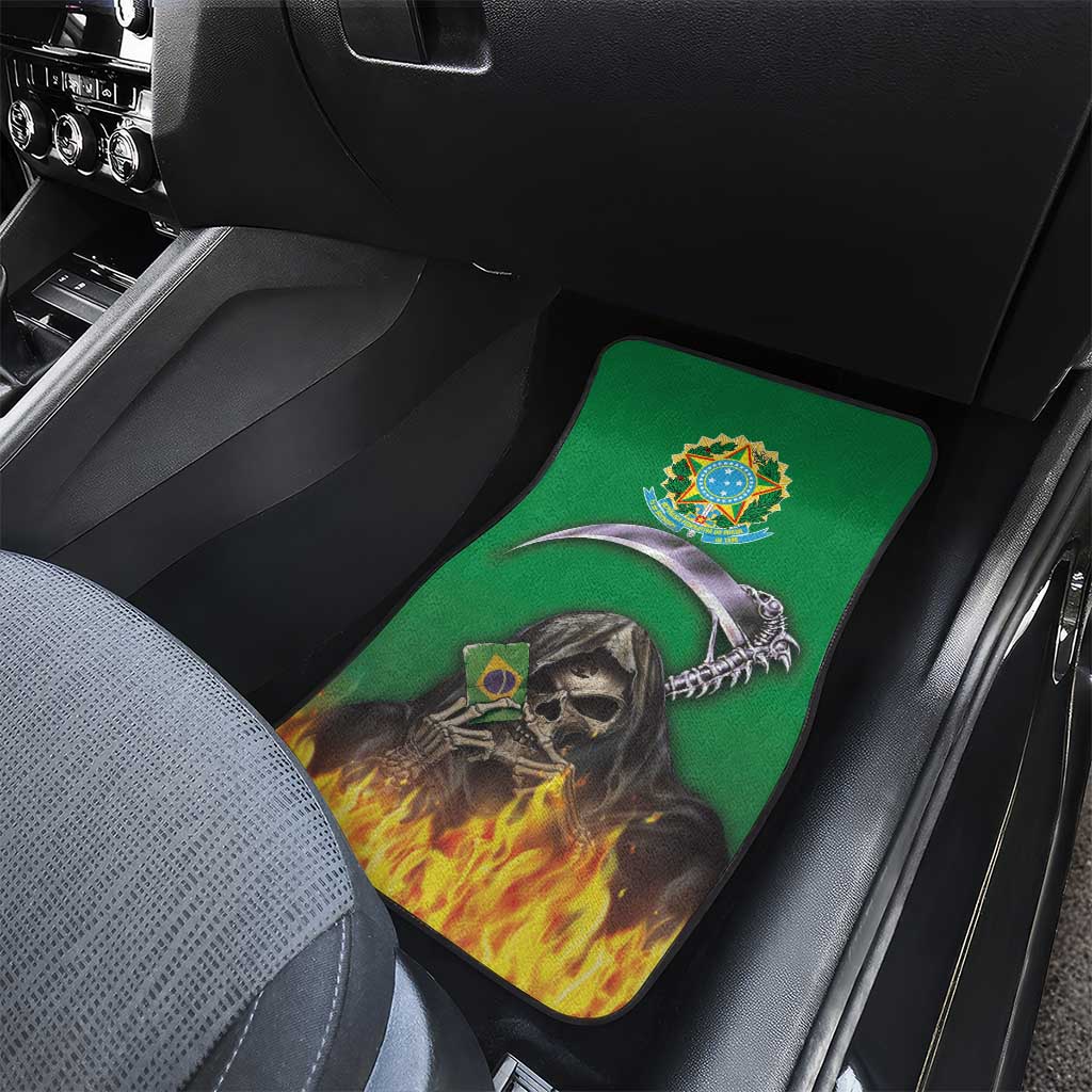 Brazil Hoodie Car Mats Brazil Reaper Skull Fire - Wonder Print Shop