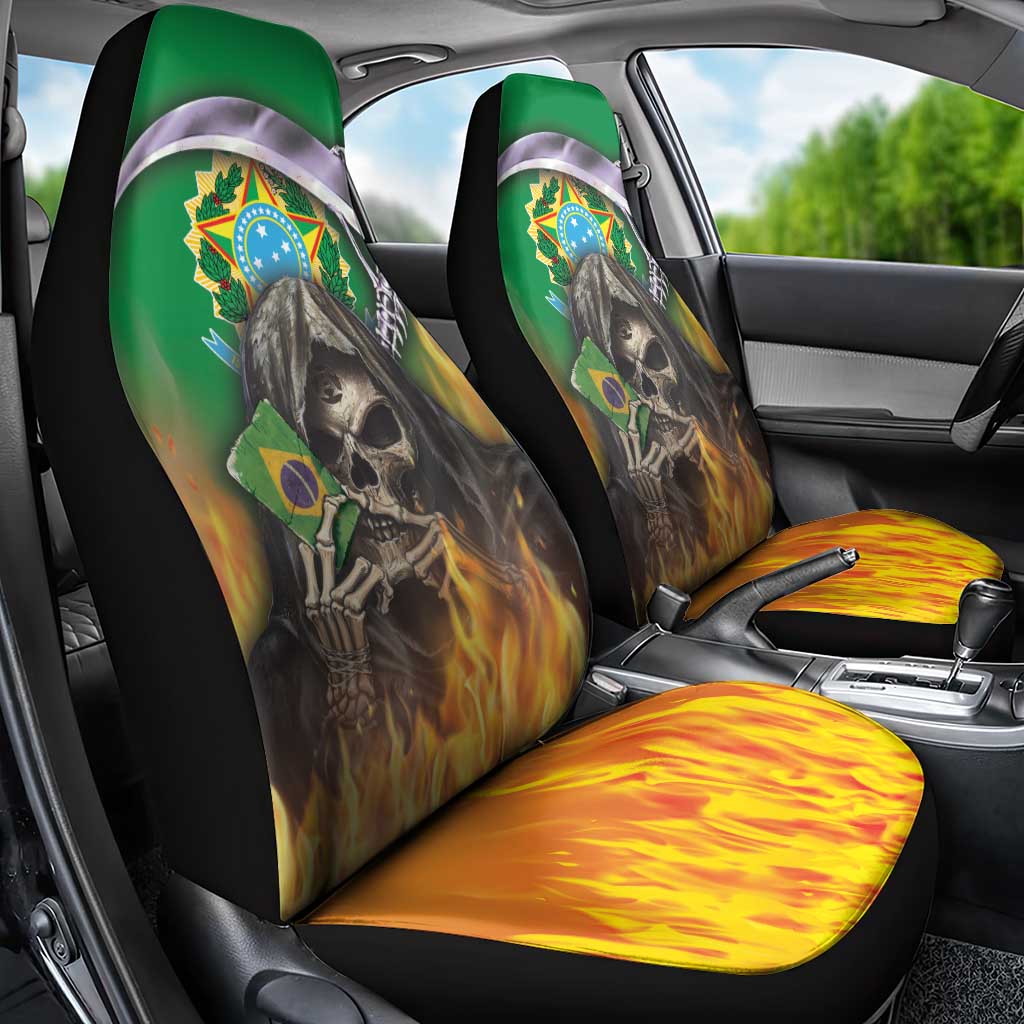 Brazil Hoodie Car Seat Cover Brazil Reaper Skull Fire - Wonder Print Shop