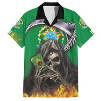 Brazil Hoodie Family Matching Off The Shoulder Long Sleeve Dress and Hawaiian Shirt Brazil Reaper Skull Fire - Wonder Print Shop