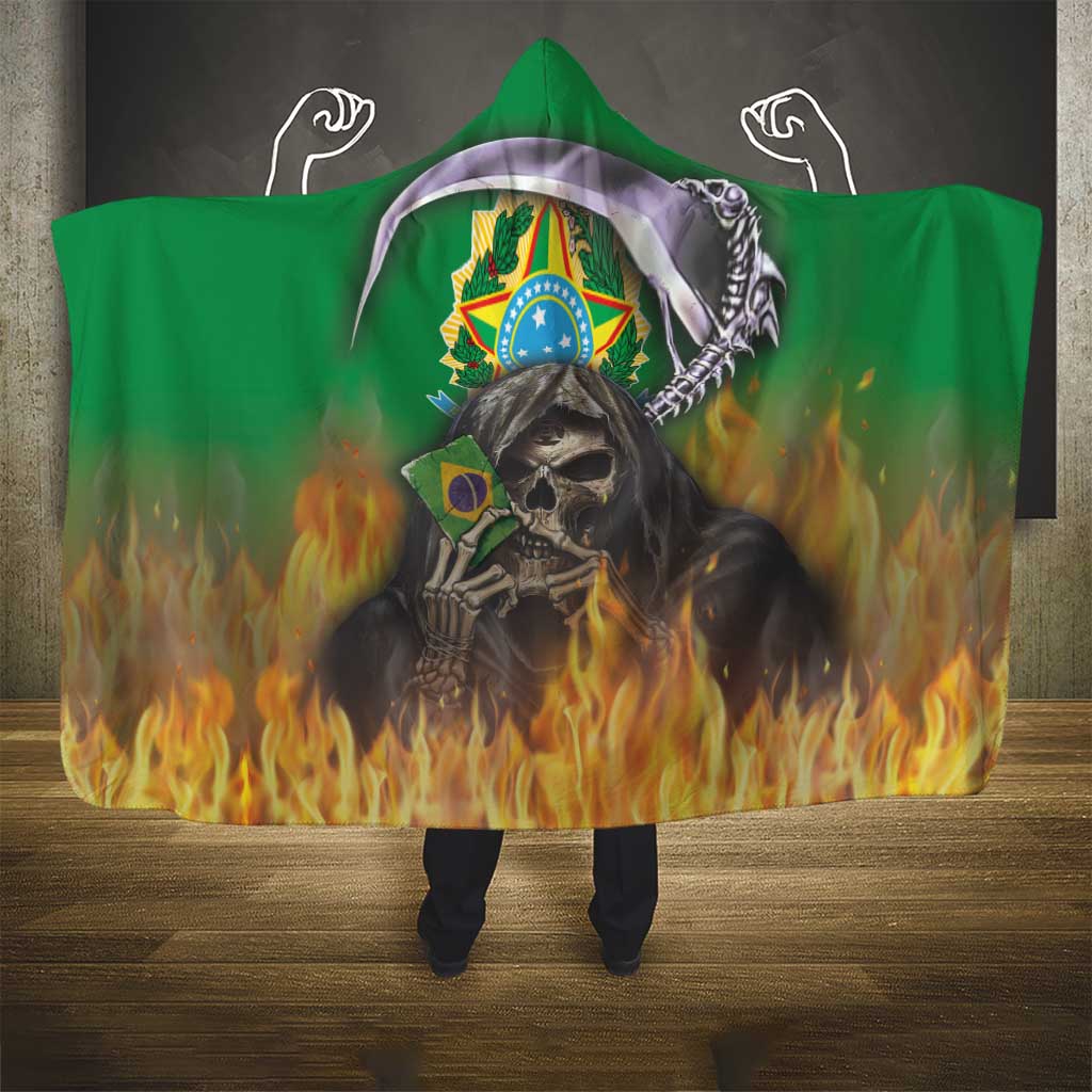 Brazil Hoodie Hooded Blanket Brazil Reaper Skull Fire