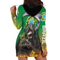 Brazil Hoodie Hoodie Dress Brazil Reaper Skull Fire - Wonder Print Shop
