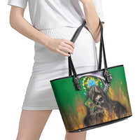 Brazil Hoodie Leather Tote Bag Brazil Reaper Skull Fire - Wonder Print Shop