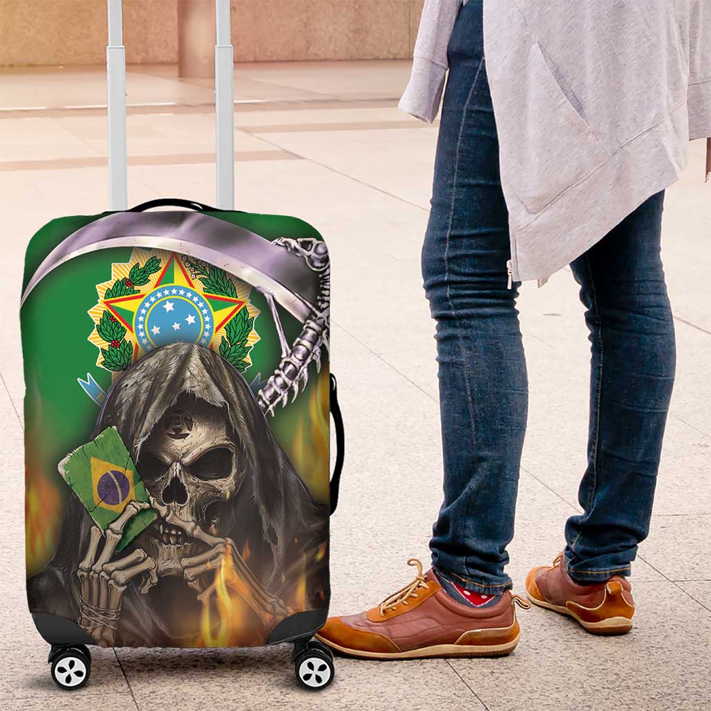 Brazil Hoodie Luggage Cover Brazil Reaper Skull Fire - Wonder Print Shop