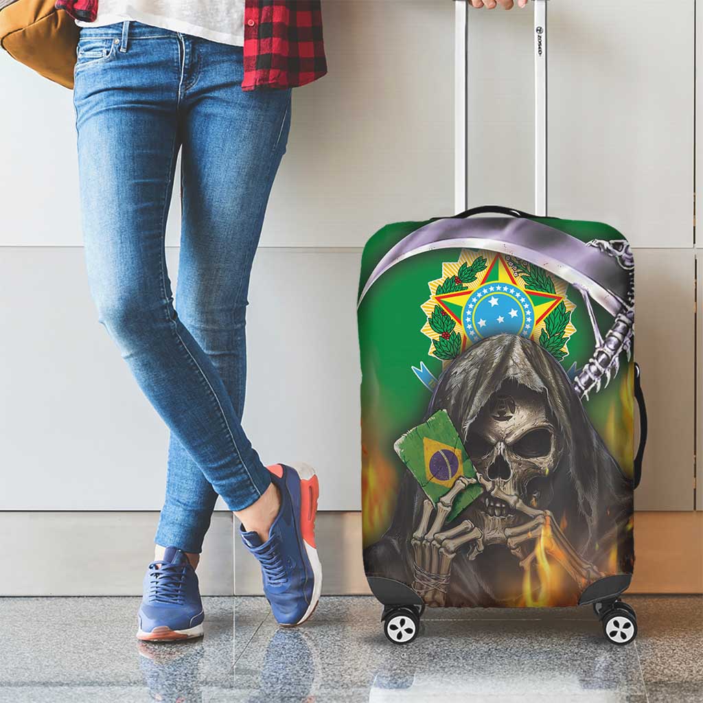Brazil Hoodie Luggage Cover Brazil Reaper Skull Fire - Wonder Print Shop