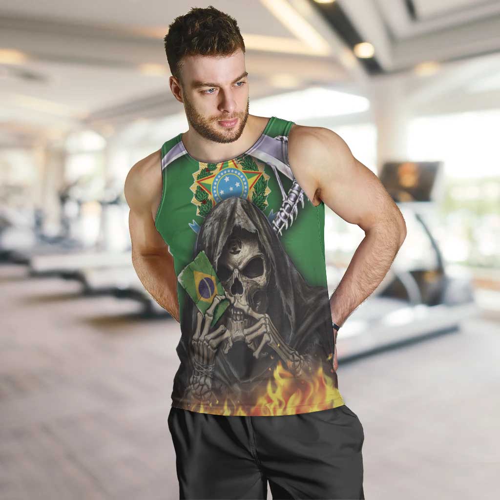 Brazil Hoodie Men Tank Top Brazil Reaper Skull Fire - Wonder Print Shop