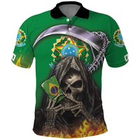 Brazil Hoodie Polo Shirt Brazil Reaper Skull Fire - Wonder Print Shop